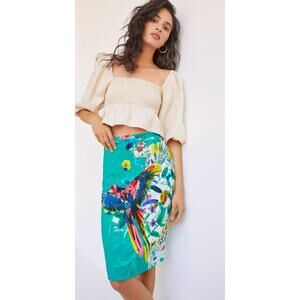 Maeve Multicolor Parrot Print Pencil Skirt